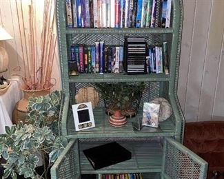 Vintage Rattan Wicker Etagere Bookshelf Boho Chic!