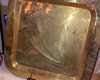 Brass Serving Tray Signed by H. Zul!