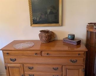 Beals of Portland Maine Sideboard with Silver drawers, Original Painting by Frederick John Mulhaupt (1871 - 1938) (Sears & Roebuck Vincent Price Collection)