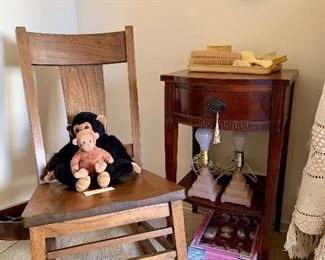 rare Sewing rocker with pull out drawer on the side