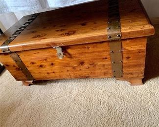 Cedar chest with copper metal strapping 