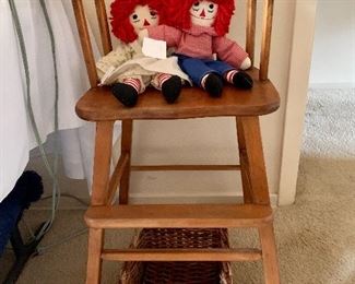 Oval back child's chair, Raggedy Ann and Andy