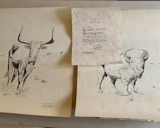 Texas wildlife artist with letter to and from the Texas Governor