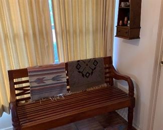 Vintage Scandinavian Teak bench with throws