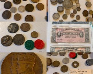 numismatics, coins, tokens silver foreign ancient plus notes and stamps