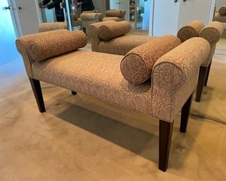 Upholstered scroll arm bench. Measures 50" W x 20"D. Photo 1 of 2.