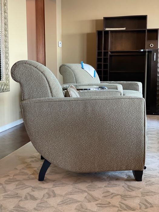 Larry Laslo for Directional Art Deco style club chairs upholstered in animal print fabric - 4 available. Each measures 32" W x 35" D. Photo 1 of 4.