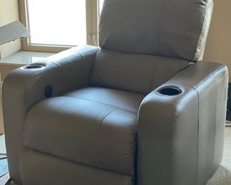 Leather upholstered Lazy Boy theater style recliner with two drink holders - 2 available. Photo 1 of 3.