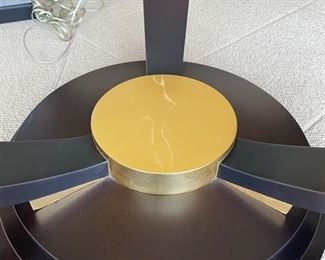 Art Deco style glass top cocktail table. Measures 36" D. Photo 2 of 2.