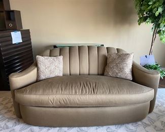 Sofa Pair: Larry Laslo for Directional Art Deco style tufted back sofa - 2 available. Each measures 78" W x 38" D. Photo 1 of 3.