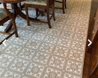 Custom Patterson Flynn & Martin rug in Schumacher pattern. Measures 9.5"W x 11.2"D. Photo 2 of 3.