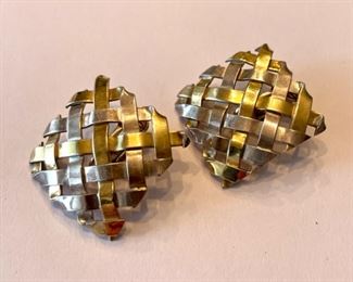 Sterling silver and gold chocker, ring, bracelet and earring set. Photo 2 of 2.