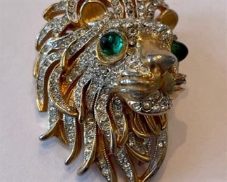 Vintage K. J. L. Lion Head Broach or Pin. Photo 1 of 2.