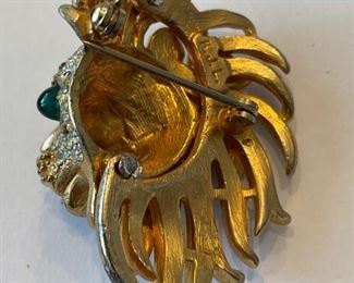 Vintage K. J. L. Lion Head Broach or Pin. Photo 2 of 2.