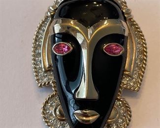 Vintage Panetta Black Mask Broach or pendant. Photo 1 of 2.