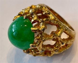 Gold and "emerald" ring.