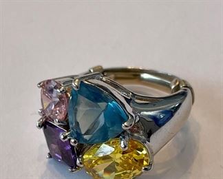 Citrine, rose quartz, amethyst and aquamarine ring.