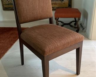 Set of 8 Parsons style upholstered dining chairs. Each measures 18" W x 21" D x 34" H. 20" seat H. Photo 1 of 4.