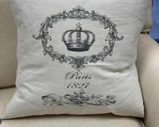 "Paris" theme down filled pillow.