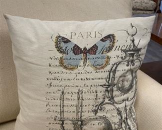 "Paris" theme down filled pillow.