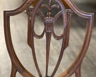 Set of 8 Chippendale style dining chairs upholstered in white leather with nail head trim. Measures 20” Seat H: 19.” Photo 2 of 3.