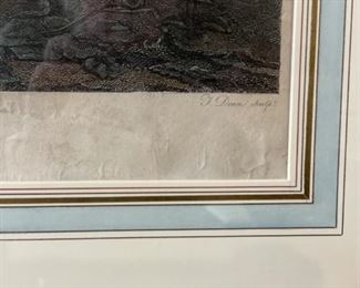 Antique Hunt etching - 2 available. One shown. Each measures 34” W x 29” W. Photo 2 of 3.