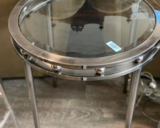 Chrome side table. Measures 24” W x 24” H. Photo 2 of 2.