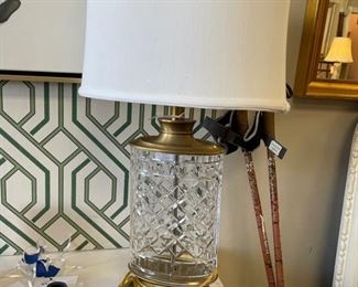 Cut glass lamp.