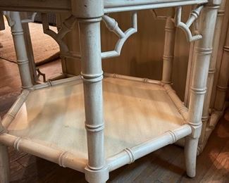 Pair of side tables with faux bamboo styling. Also available. Matching cocktail table. Great as is or paint it for a more modern coastal chic look and feel! Photo 2 of 4.