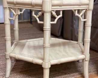 Pair of side tables with faux bamboo styling. Also available. Matching cocktail table. Great as is or paint it for a more modern coastal chic look and feel! Photo 3 of 4.