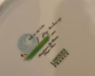 Set of special edition Limoge Philipe Deschamps “Hole In One.” Set includes Coffee, Cream & Sugar, set of 11 mugs, 18 dinner plates and 24 salad plates. New in box. Photo 3 of 3.