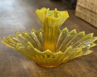 Vintage yellow glass vase.