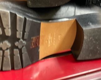 Valentino Garavani Rockstud Fur-Trimmed Leather Boots. Size 10. Brand New. Photo 2 of 2.