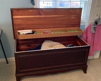Cedar chest with storage shelf