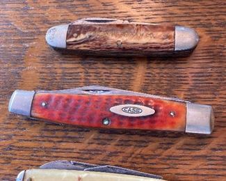Case knife, knife from Tidewater Supply and mother of pearl handled knife.  All vintage.
