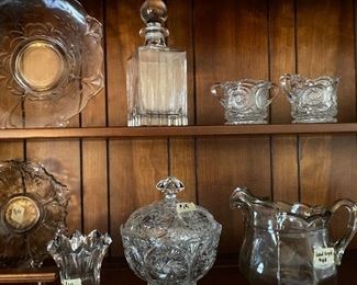 Decanter, heavy antique pitcher, etc.