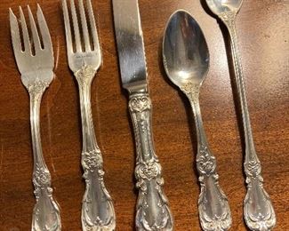 Burgundy by Reed and Barton.  We have twelve 5 piece place settings plus another dozen spoons and several serving pieces..These are heavy and in excellent condition.  