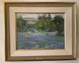 Oil painting, Bluebonnets by Frederick W. Becker, signed
