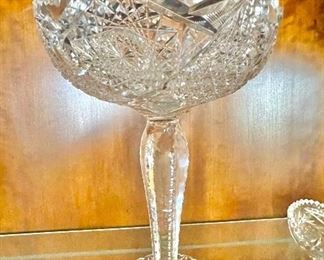 Very large American Brilliant cut crystal compote/centerpiece bowl