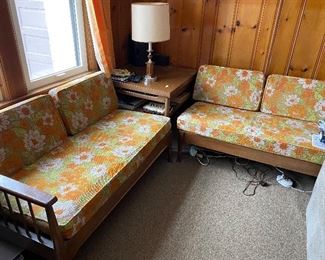 Vintage corner sofa set, end tables