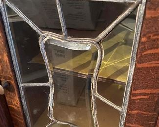 Cabinet door close up of lead glass detail