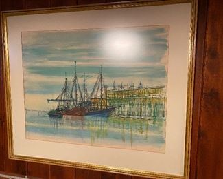 Framed ship art