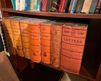 File boxes filled with photos, articles, etc