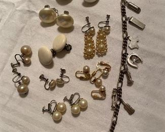 Earrings, charm bracelet