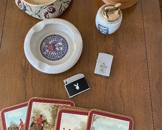 Ashtrays, lighters, coasters