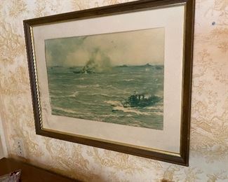 Framed battle ship print