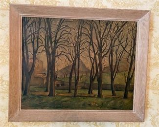 Framed painting on board