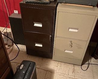 Metal file cabinets, paper shredder, typewriter