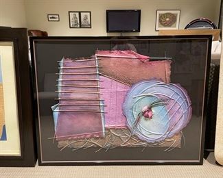 Susan Clemons original hand-made paper/mixed media painting. Measures 47" W x 36" H. Photo 1 of 2.