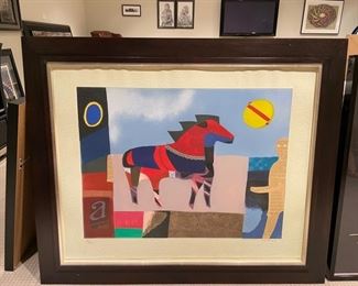 "Red Horse" by Max Papart. Original etching with carborundum and aquatint. Signed and numbered XVI/XXV. Measures 31" W x 23.5" H. Photo 1 of 4.